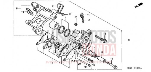 ETRIER DE FREIN ARRIERE CB600F2 de 2002